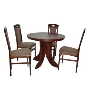 Möbel4Life Esstisch mit 4 Stühlen in Nussbaumfarben Braun (fünfteilig)