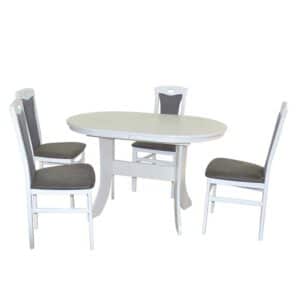 Möbel4Life Esszimmereinrichtung mit ovalem Tisch Weiß & Anthrazit (fünfteilig)