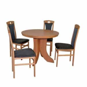 Möbel4Life Esstisch mit Stühlen in Buchefarben Anthrazit (fünfteilig)
