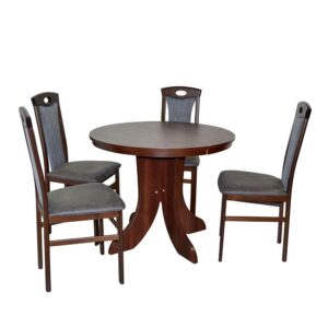Möbel4Life Tisch mit Stühlen in Nussbaumfarben Anthrazit (fünfteilig)