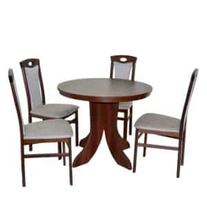 Möbel4Life Tisch mit 4 Stühlen in Nussbaumfarben Hellgrau (fünfteilig)