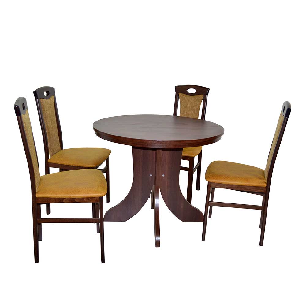 Möbel4Life 4 Personen Sitzgruppe mit rundem Ausziehtisch klassischen Stil (fünfteilig)