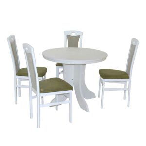Möbel4Life Weißer Tisch mit Stühlen für 4 Personen modernem Design (fünfteilig)