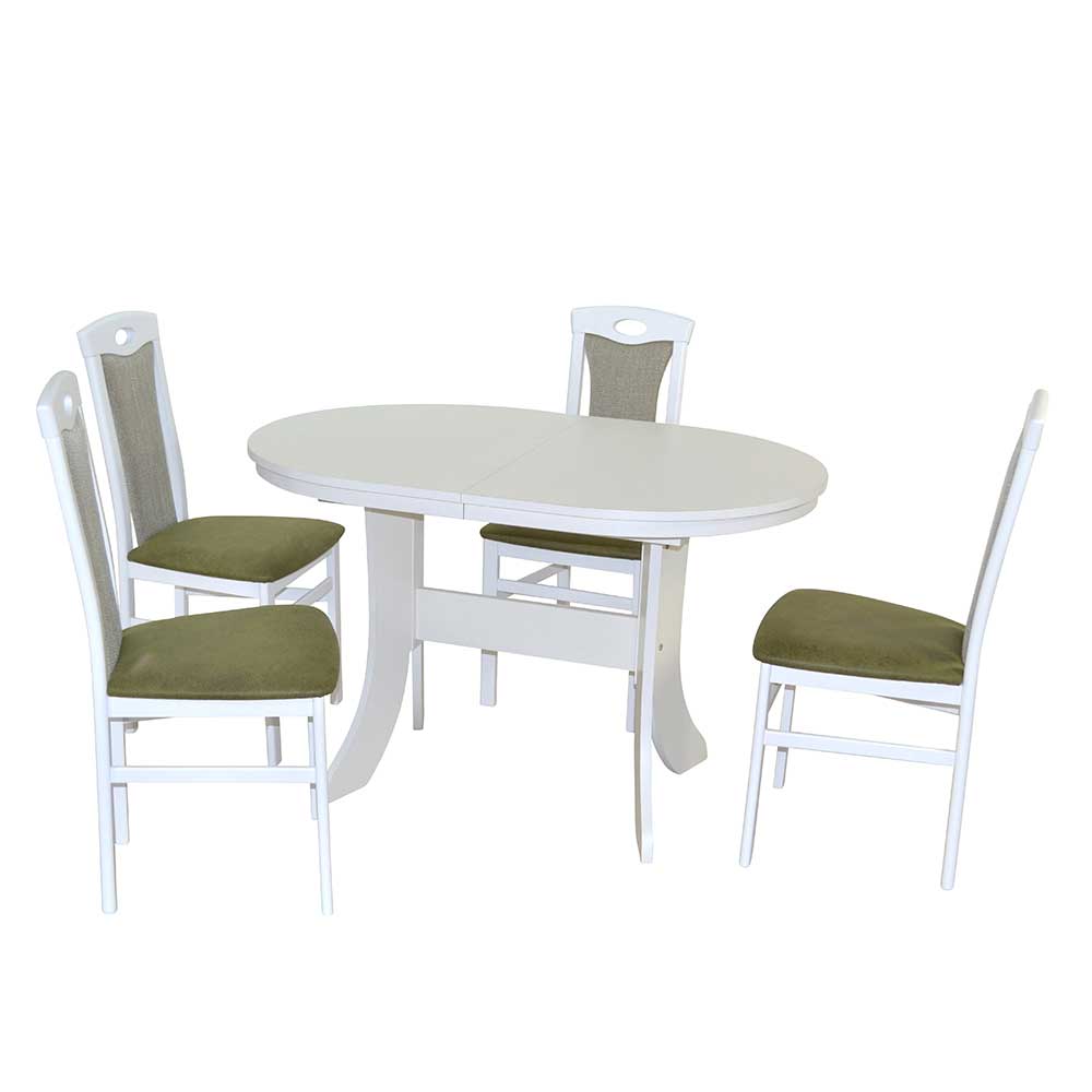 Möbel4Life 4 Personen Esstisch in Weiß und Grün klassischen Stil (fünfteilig)
