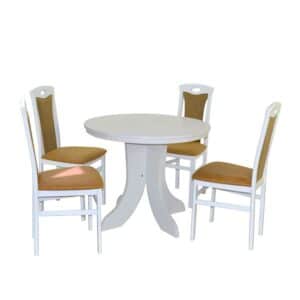 Möbel4Life Runder Tisch mit Stühlen in Weiß Ocker Gelb (fünfteilig)