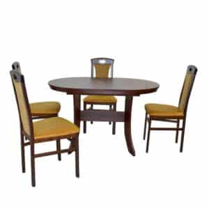 Möbel4Life Braune Sitzgruppe mit vier Stühlen Ocker Gelb (fünfteilig)