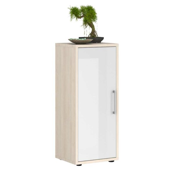 Müllermöbel Aktenschrank 1türig in Weiß Hochglanz Holz White Wash