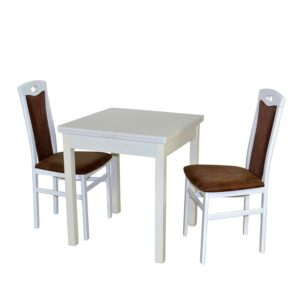 Möbel4Life Weiße Essplatzgruppe mit zwei Sitzplätzen Braun (dreiteilig)