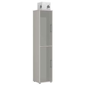 Müllermöbel Office Ordnerschrank in Platingrau & Hellgrau Hochglanz 222 cm hoch