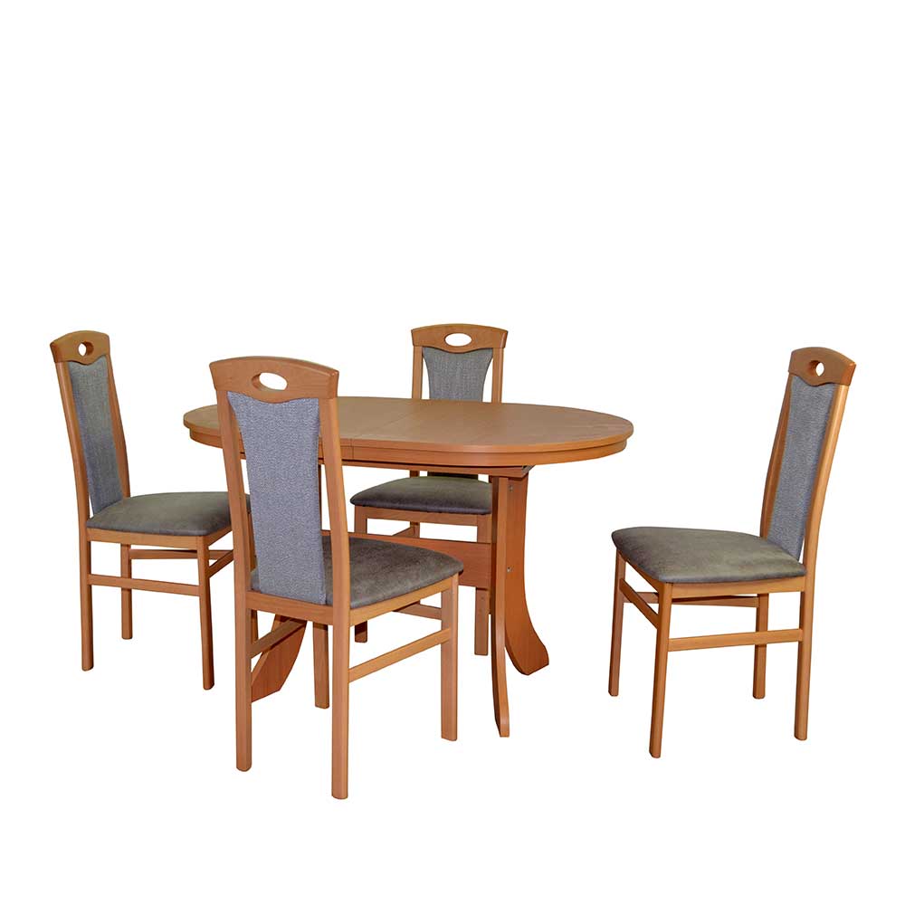 Möbel4Life Essgruppe mit ovalem Tisch Buchefarben (fünfteilig)
