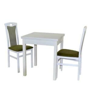 Möbel4Life Weiße Esstischgruppe inklusive zwei Stühle klassischen Stil (dreiteilig)