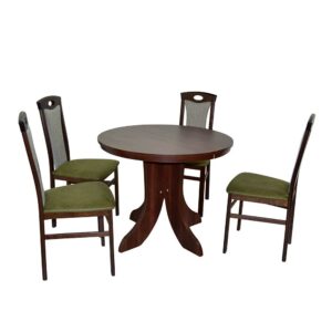 Möbel4Life 4 Personen Tischgruppe mit rundem Tisch Nussbaumfarben (fünfteilig)