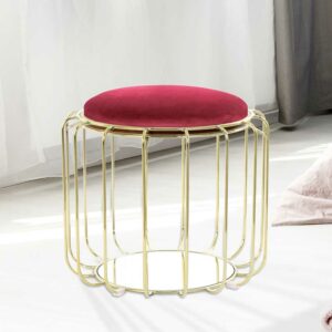 Doncosmo Design Sitzhocker in Rot und Goldfarben wendbarem Sitz