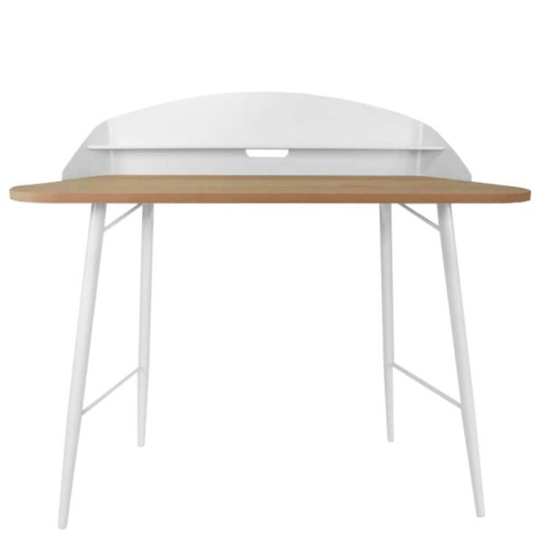 Violata Furniture Designschreibtisch in Weiß und Eiche Dekor Bildschirmaufsatz