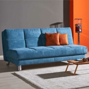 TopDesign Schlafcouch in Petrol Webstoff klappbar