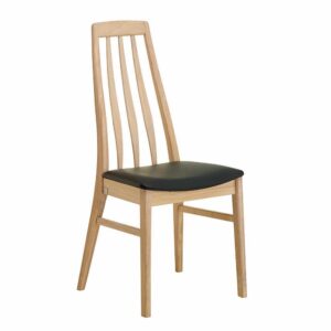 Möbel4Life Stuhl Set aus Eiche massiv Bianco geölt Leder Schwarz (2er Set)