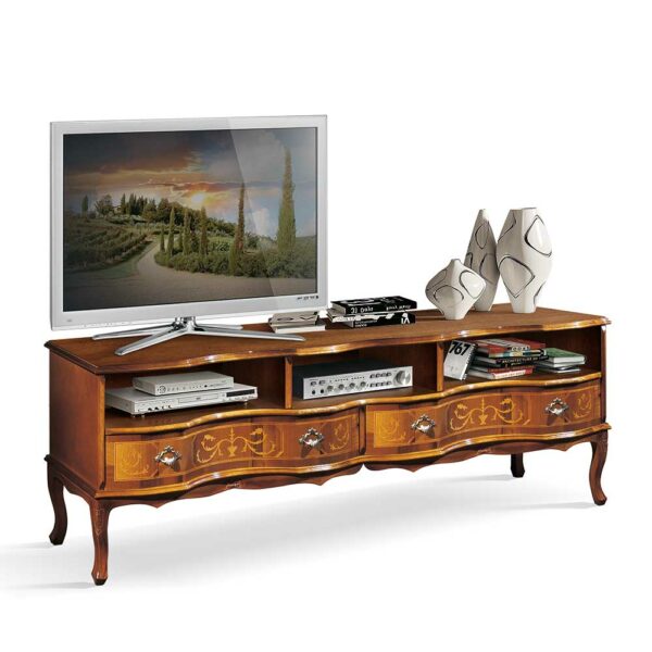 Basilicana Fernsehunterschrank in Nussbaumfarben Barock Design