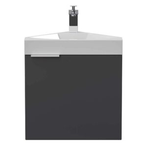 Möbel4Life Mini Eck-Waschtisch in Anthrazit einem Aufsatzwaschbecken