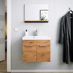 Möbel4Life Badezimmermöbel Set für Gäste WC Eichefarben (zweiteilig)