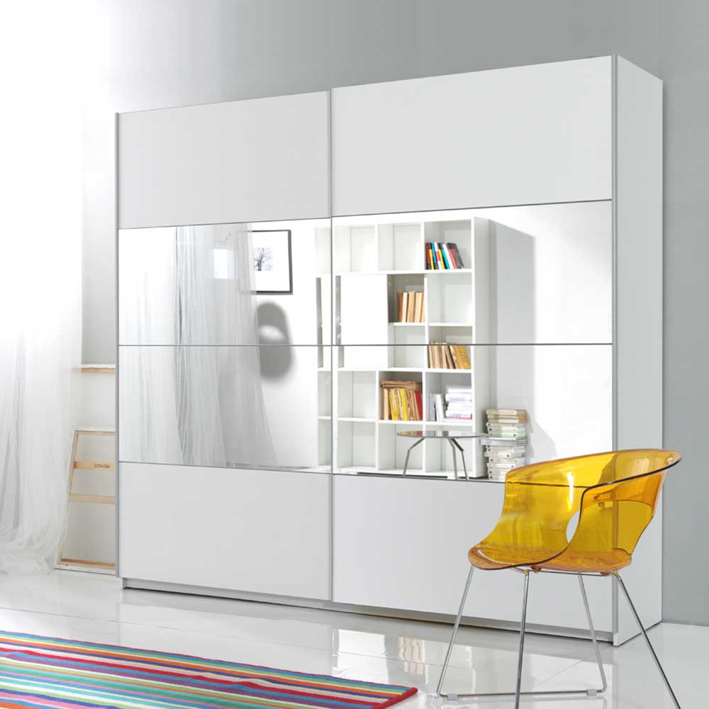 4Home Weißer Gleittürenschrank in modernem Design 180 cm breit