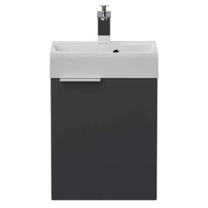 Möbel4Life Mini Waschbeckenschrank in Anthrazit einem Aufsatzwaschbecken