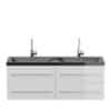 Möbel4Life Hochglanz Waschtischschrank in Weiß schwarzen Einlassbecken