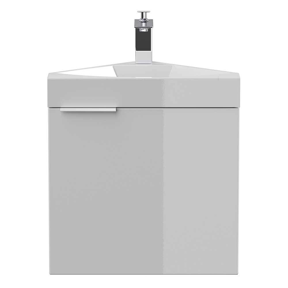 Möbel4Life Mini Eck-Waschkommode in Weiß einem Aufsatzwaschbecken