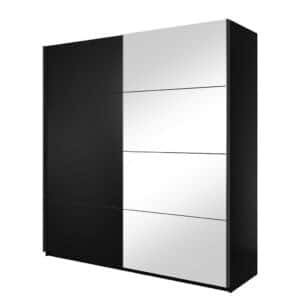 4Home Schiebeschrank schwarz in modernem Design einer Spiegeltür