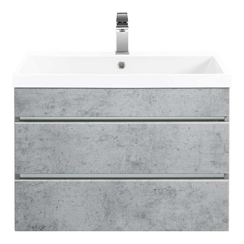Möbel4Life Waschtischkonsole in Beton Grau und Weiß einem Einlasswaschbecken