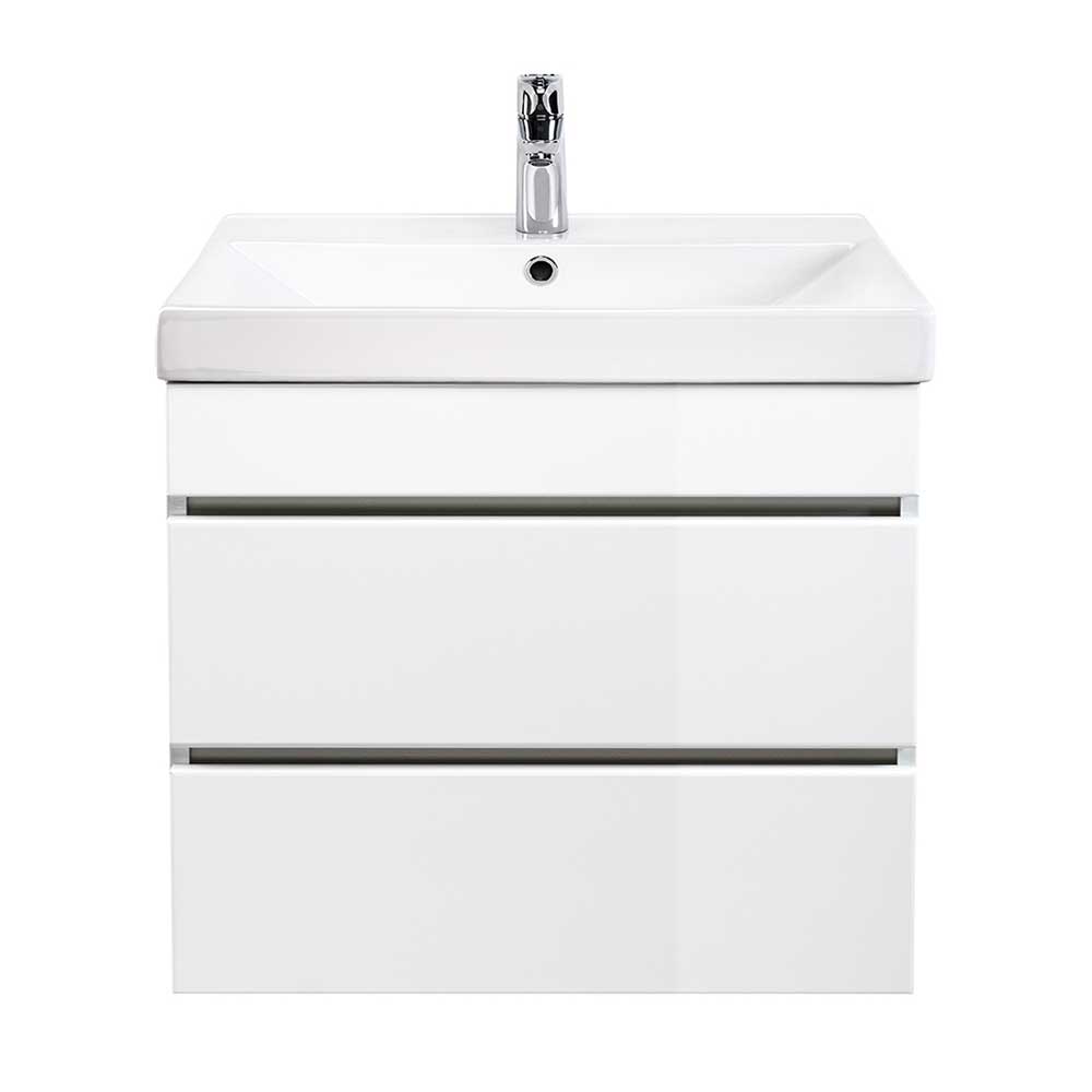 Möbel4Life Waschtischschrank in Weiß Hochglanz einem Einlasswaschbecken