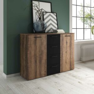 4Home Sideboard in Eiche dunkel drei Schubladen und zwei Türen