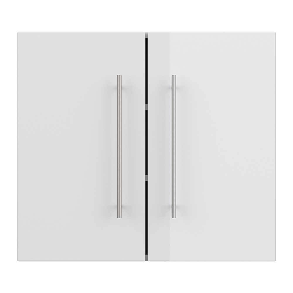 Möbel4Life Badezimmerwandschrank in Weiß Hochglanz zwei Drehtüren