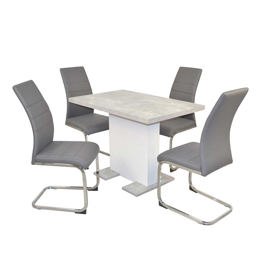 Möbel4Life Esszimmerkombination mit Freischwingern Tisch melaminbeschichtet (fünfteilig)