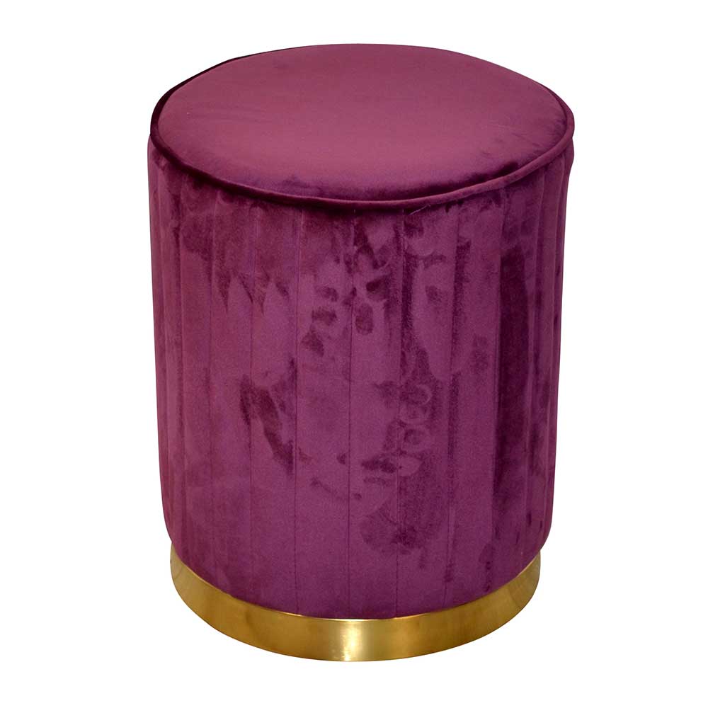 Möbel4Life Sitzhocker aus Samt Bordeaux und Goldfarben