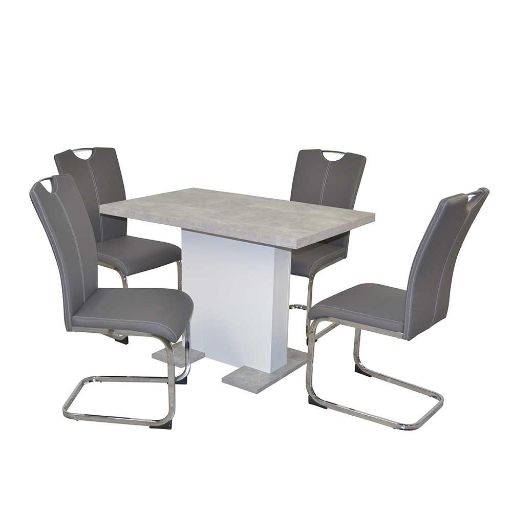 Möbel4Life Esszimmermöbelset Tisch mit Mittelauszug Stühle in Grau (fünfteilig)