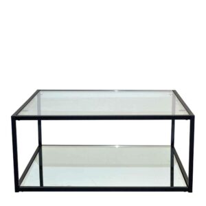 Möbel4Life Glastisch Wohnzimmer mit Bügelgestell Metall