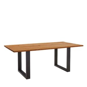 4Home Industrial Tisch mit Massivholzplatte Zerreiche