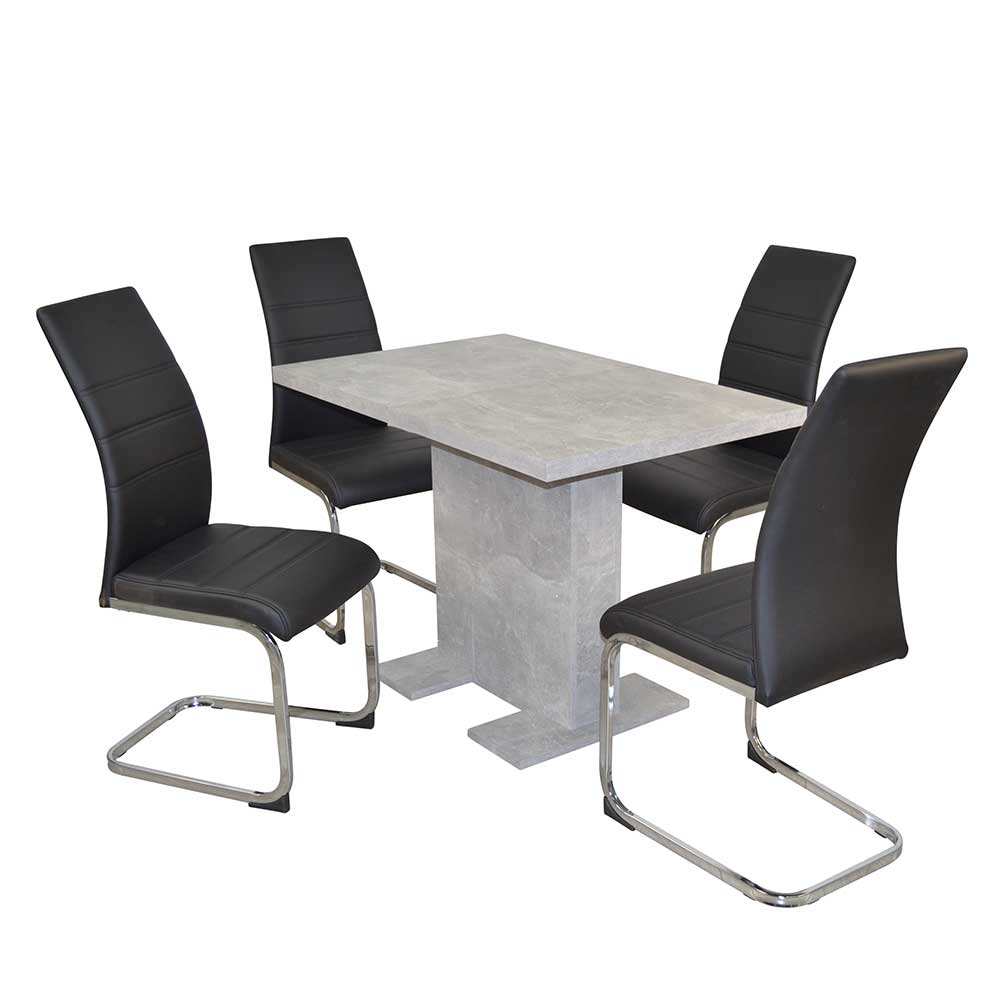 Möbel4Life 5teilige Sitzgruppe in Schwarz Beton Optik Grau (fünfteilig)