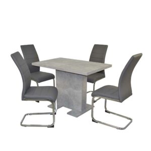 Möbel4Life Esszimmermöbelset in Beton Optik und Grau vier Sitzplätzen (fünfteilig)