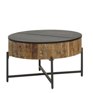 Möbel4Life Couchtisch mit runder Tischplatte Industry und Loft Stil