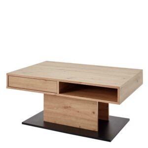Möbel4Life Wohnzimmer Tisch mit zwei Schubladen Eichefarben und Schwarz