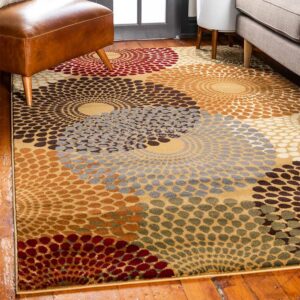 Doncosmo Mehrfarbiger Teppich rechteckig aus Kurzflor Mandala Motiv