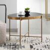 4Home Moderner Salontisch in Goldfarben schwarzer Glasplatte