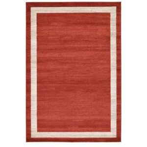 Doncosmo Rechteckiger Teppich in Terracotta und Beige pflegeleichter Kurzflor