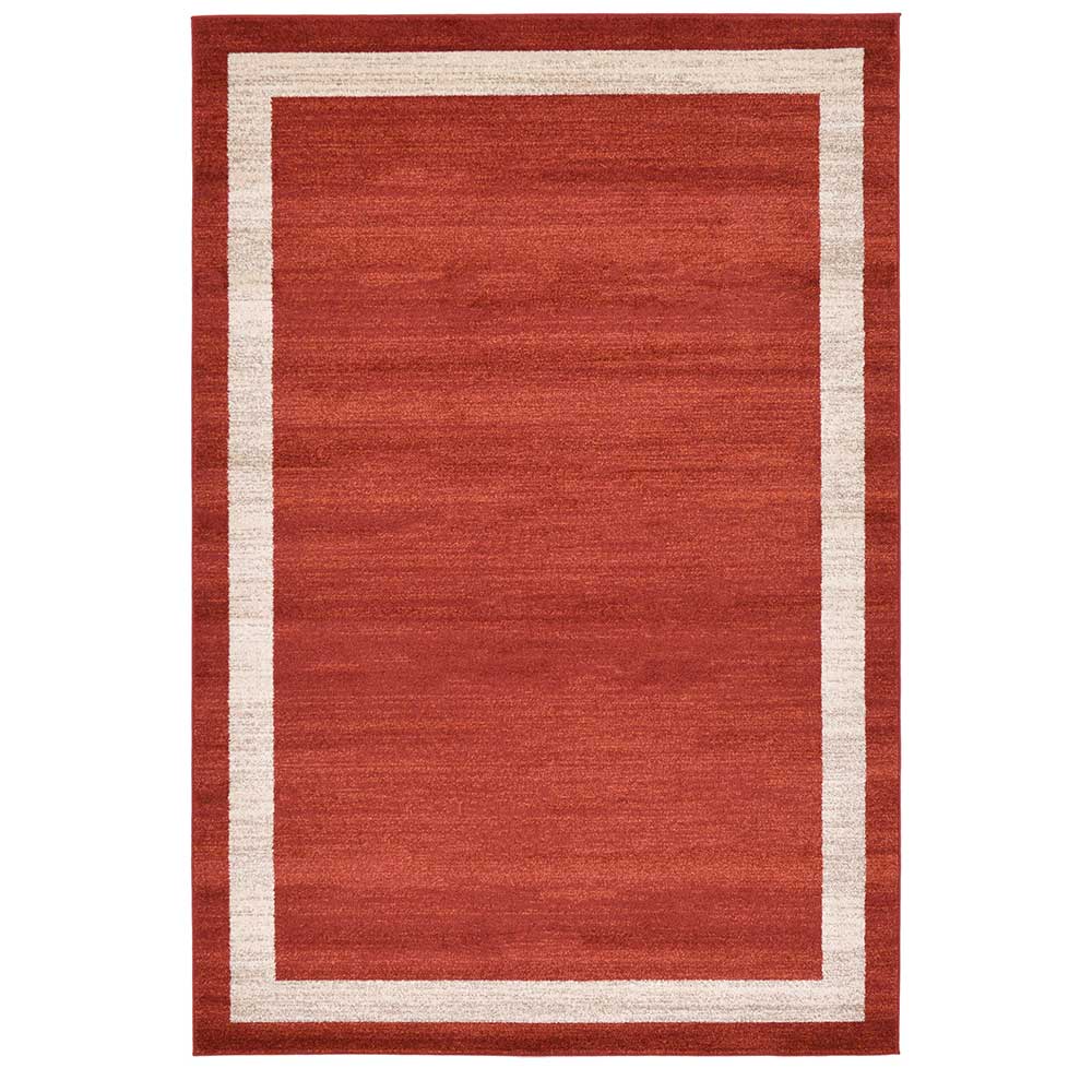 Doncosmo Rechteckiger Teppich in Terracotta und Beige pflegeleichter Kurzflor