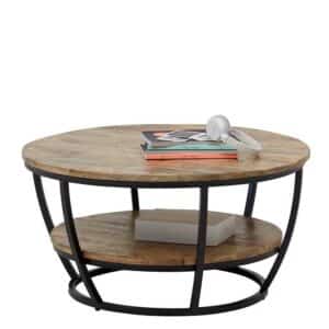 Möbel4Life Wohnzimmertisch mit runder Tischplatte Industry und Loft Stil