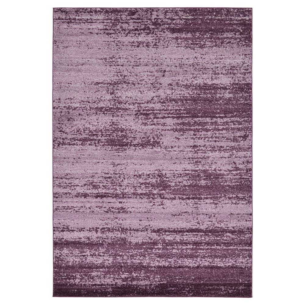 Doncosmo Wohnzimmerteppich modern in Violett-Aubergine Kurzflor