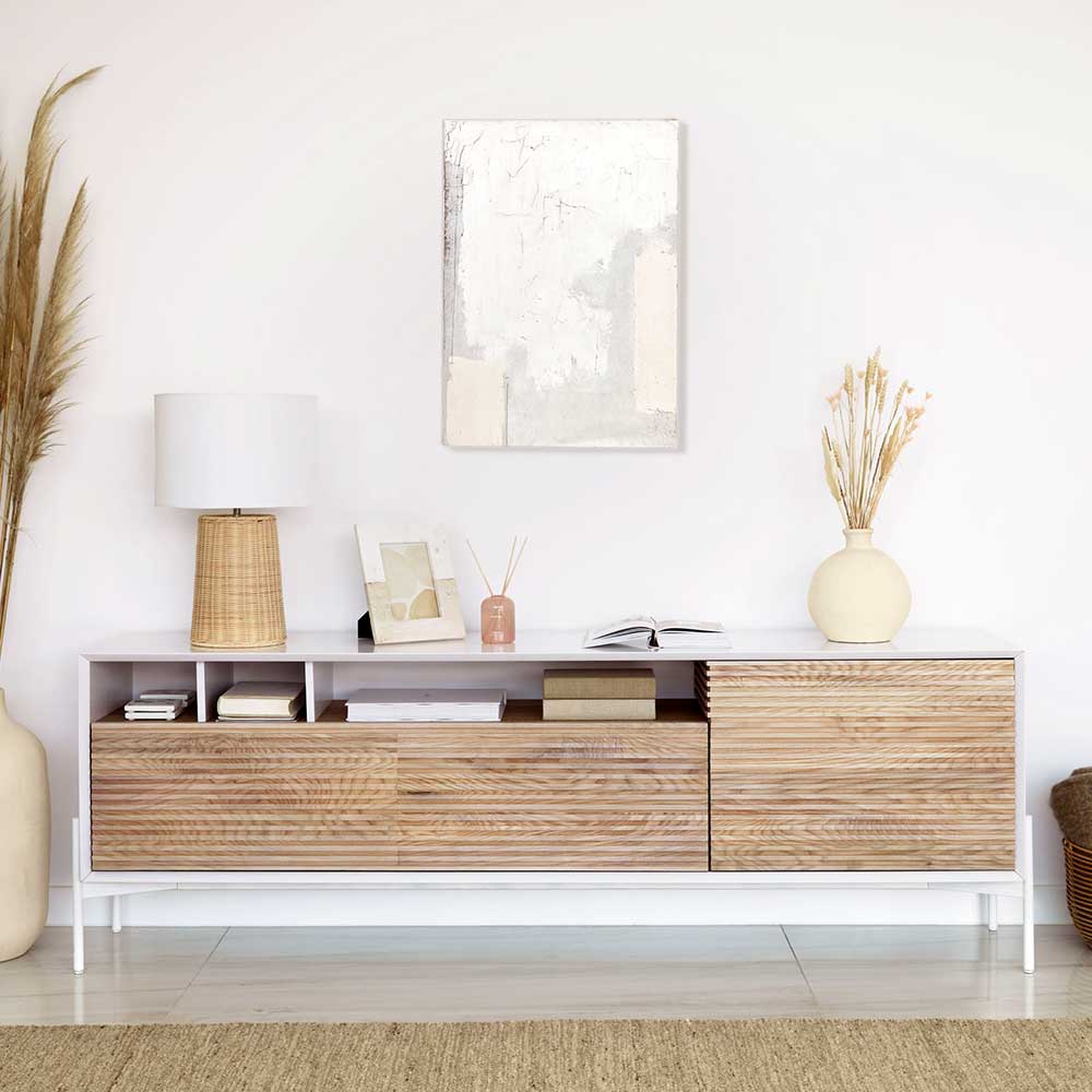 4Home Modernes Sideboard im Skandi Design Klappe und Tür