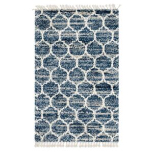 Doncosmo Blauer Teppich aus Hochflor modernen Skandi Design