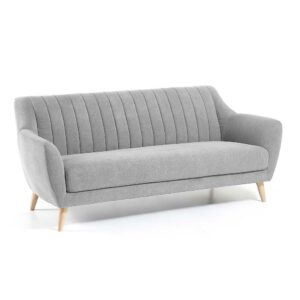4Home Retro Sofa in Hellgrau Webstoff 190 cm breit